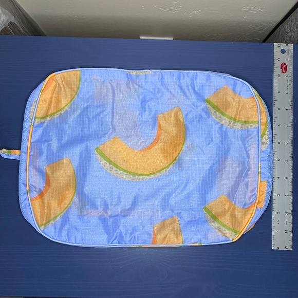 BAGGU Packing Cube Japanese Produce Cantaloupe Blue Print NWOT - Picture 3 of 6